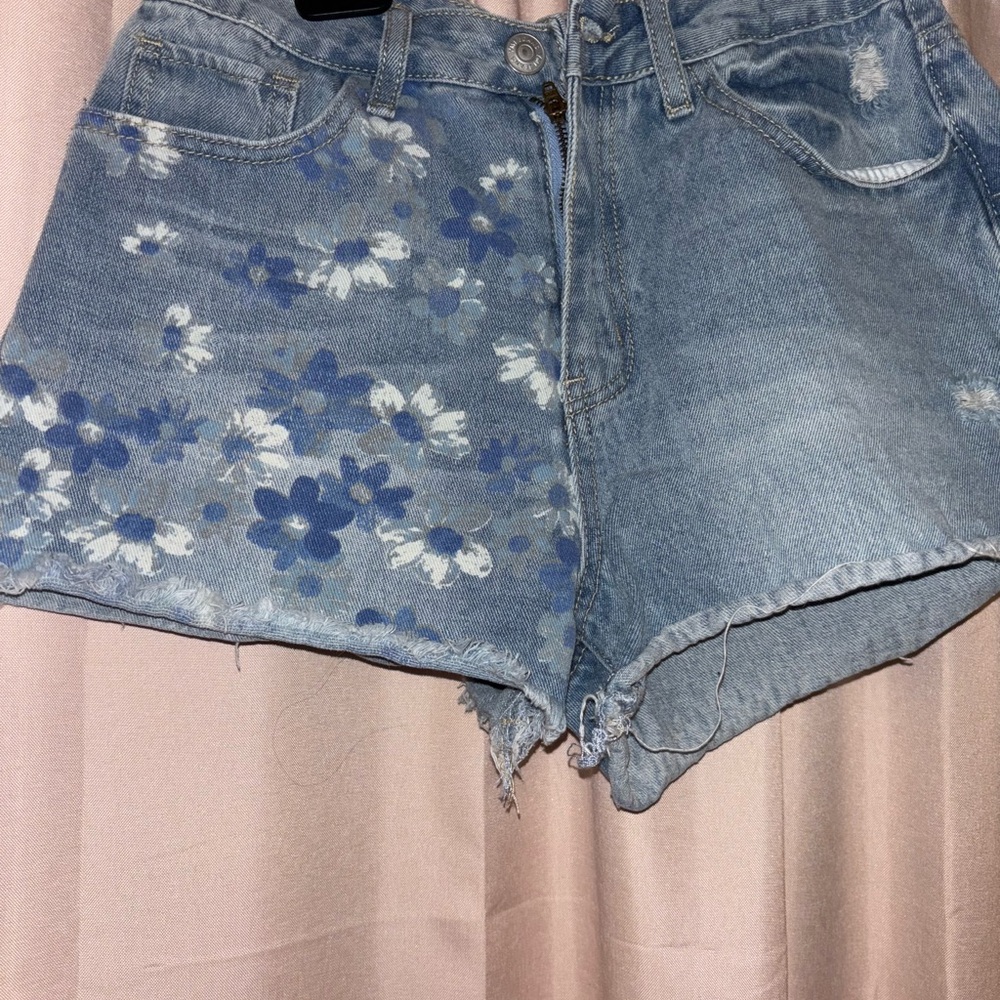 Floral Denim Shorts